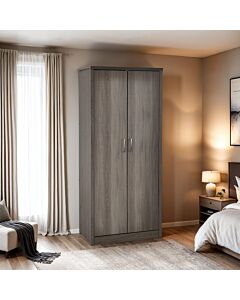 Lisbon 2 Door Wardrobe - Black Wood Grain
