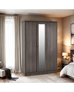 Lisbon 3 Door Wardrobe - Black Wood Grain