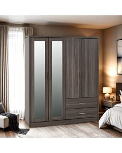 Lisbon 4 Door Wardrobe - Black Wood Grain