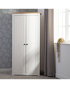 Panama 2 Door Wardrobe - White/Natural Wax