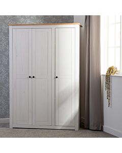 Panama 3 Door Wardrobe - White/Natural Wax