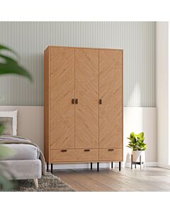 Leon 3 Door 2 Drawer Wardrobe - Medium Oak Effect