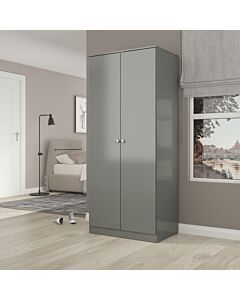 Denver 2 Door Wardrobe - Grey Gloss