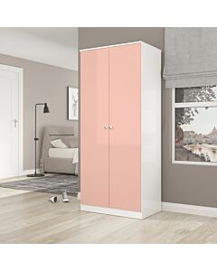 Denver 2 Door Wardrobe - White/Pink Gloss