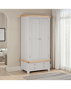 Windsor 2 Door 1 Drawer Wardrobe - Pebble Grey/Oak