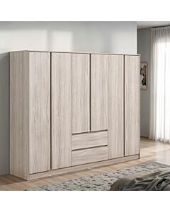 Malvern 6 Door 2 Drawer Wardrobe - Urban Snow