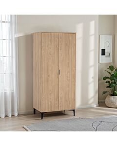 Miami 2 Door Wardrobe - Oak Effect/Black