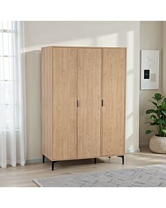 Miami 3 Door Wardrobe - Oak Effect/Black