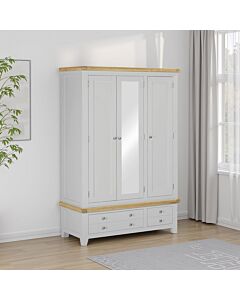 Windsor 3 Door 2 Drawer Wardrobe - Pebble Grey/Oak