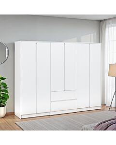 Malvern 6 Door 2 Drawer Wardrobe - White