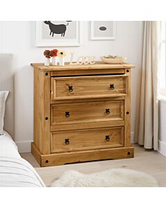 Corona 3 Drawer Chest - Distressed Waxed Pine