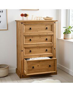 Corona 4 Drawer Chest - Distressed Waxed Pine
