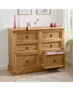 Corona 6 Drawer Chest - Distressed Waxed Pine