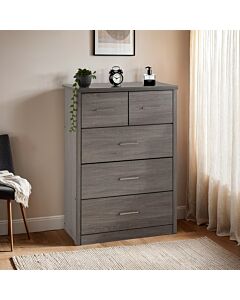 Lisbon 3+2 Drawer Chest - Black Wood Grain
