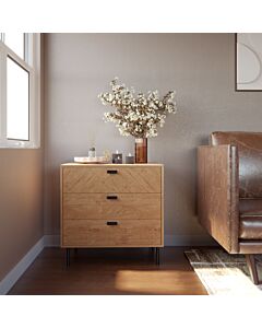 Leon 3 Drawer Chest - Medium Oak Effect