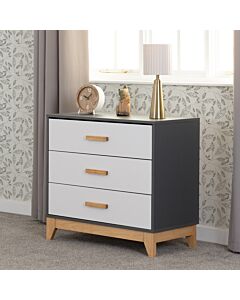 Cleveland 3 Drawer Chest - White/Grey Metal Effect