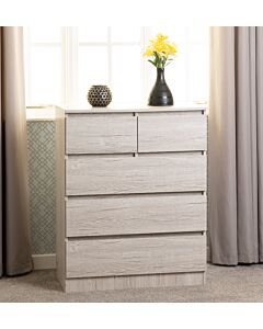 Malvern 3+2 Drawer Chest - Urban Snow