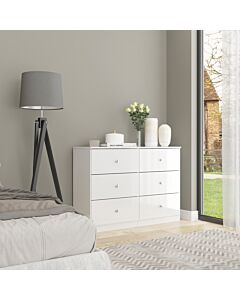 Denver 6 Drawer Chest - White Gloss