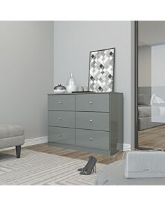 Denver 6 Drawer Chest - Grey Gloss