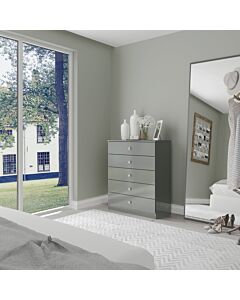Denver 5 Drawer Chest - Grey Gloss