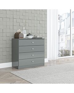 Denver 4 Drawer Chest - Grey Gloss