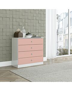 Denver 4 Drawer Chest - White/Pink Gloss
