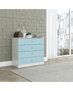 Denver 4 Drawer Chest - White/Blue Gloss