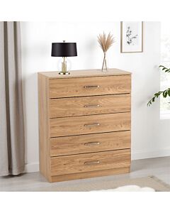 Dakota 5 Drawer Chest - Oak Effect