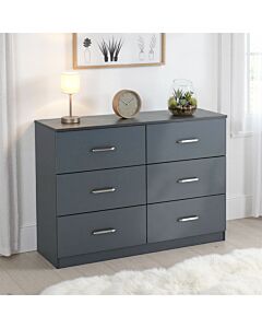 Dakota 6 Drawer Chest - Dark Grey