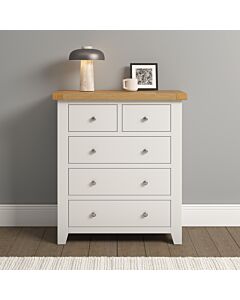Windsor 3+2 Drawer Chest - Ivory/Oak