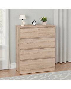 Malvern 3+2 Drawer Chest - Sonoma Oak Effect