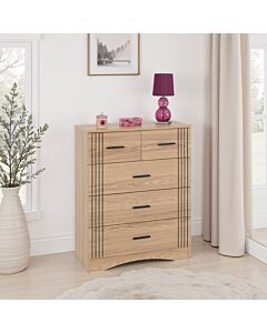 Tessa 3+2 Drawer Chest - Natural Oak Effect