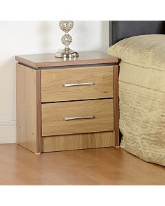 Charles 2 Drawer Bedside - Oak Effect Veneer