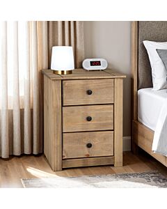Panama 3 Drawer Bedside - Natural Wax