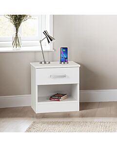Polar 1 Drawer Bedside - White