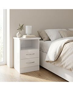 Nevada 2 Drawer Bedside - White Gloss
