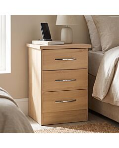 Nevada 3 Drawer Bedside - Sonoma Oak Effect