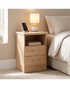 Nevada 2 Drawer Bedside - Sonoma Oak Effect