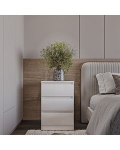 Malvern 3 Drawer Bedside - White