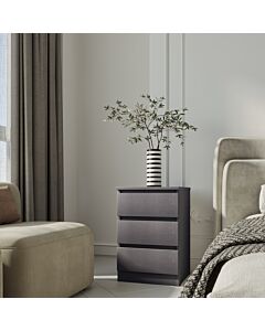 Malvern 3 Drawer Bedside - Grey