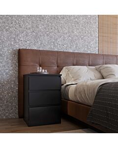 Malvern 3 Drawer Bedside - Black
