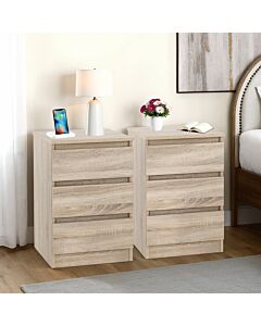Malvern 3 Drawer Bedside X2 - Sonoma Oak Effect