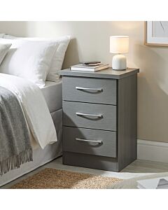Nevada 3 Drawer Bedside - 3D Effect Grey