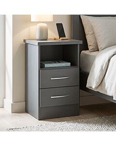 Nevada 2 Drawer Bedside - 3D Effect Grey