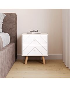Dixie 2 Drawer Bedside - Dusty Grey/White