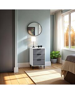 Madrid 3 Drawer Bedside - Grey/White Gloss