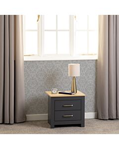Portland 2 Drawer Bedside - Grey/Oak Effect
