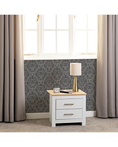 Portland 2 Drawer Bedside - White/Oak Effect