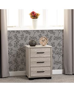 Oliver 3 Drawer Bedside - Light Oak Effect