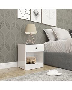 Denver 1 Drawer Bedside - White Gloss
